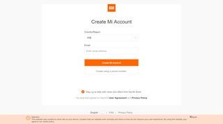
                            3. Mi Account - Sign up - Xiaomi