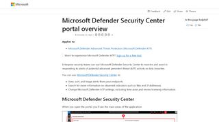 
                            3. Microsoft Defender Advanced Threat Protection portal overview ...