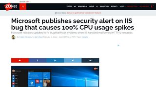 
                            7. Microsoft publishes security alert on IIS bug that causes 100% CPU ...