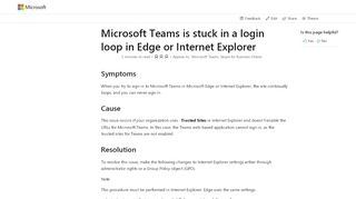 
                            1. Microsoft Teams is stuck in a login loop in Edge or Internet Explorer ...