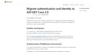 
                            8. Migrate authentication and Identity to ASP.NET Core 2.0 ...