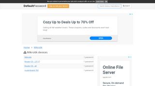 
                            3. Mikrotik default passwords