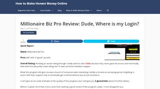 
                            1. Millionaire Biz Pro Review: Dude, Where is my Login? - How ...