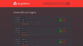 
                            1. minecraft.com passwords - BugMeNot