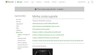 
                            5. Minha conta : Principais Problemas - Xbox One Support