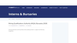 
                            8. Mining Qualifications Authority (MQA): Bursaries …