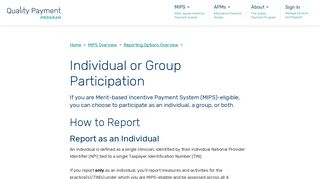 
                            3. MIPS Individual or Group Participation - QPP