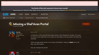 
                            2. Missing a Shal'Aran Portal - World of Warcraft Forums - Blizzard ...