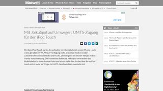 
                            3. Mit JoikuSpot auf Umwegen: UMTS-Zugang für den iPod Touch