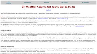 
                            1. MIT WebMail: A Way to Get Your E-Mail on the Go