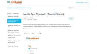 
                            8. Mobile App: Signing In (Teacher/Admin) – Kickboard Support ...