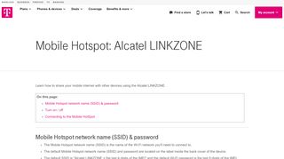 
                            4. Mobile Hotspot: Alcatel LINKZONE | T-Mobile Support