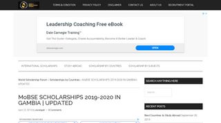 
                            7. MoBSE SCHOLARSHIPS 2019-2020 IN GAMBIA | UPDATED - World ...