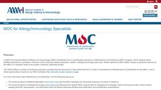 
                            3. MOC for Allergy/Immunology Specialists | AAAAI Education Center