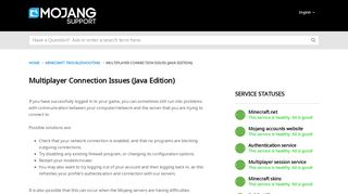 
                            7. Mojang | Multiplayer Connection Issues (Java Edit...