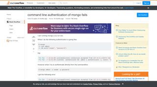 
                            5. mongodb - command line authentication of mongo fails ...