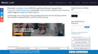 
                            6. MOOC List | Find MOOC and Free Online Courses from the ...