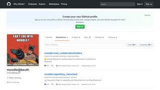 
                            6. moodlebeuth (moodle@beuth) / Repositories · GitHub