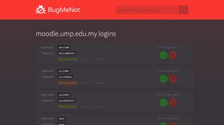 
                            5. moodle.ump.edu.my passwords - BugMeNot