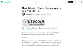 
                            4. Moon Litecoin - Faucet; the new way to earn free Litecoin ...