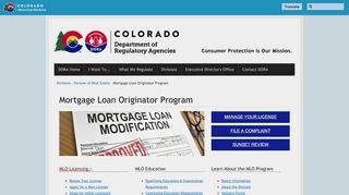 
                            1. Mortgage Loan Originator Program | Department of Regulatory Agencies