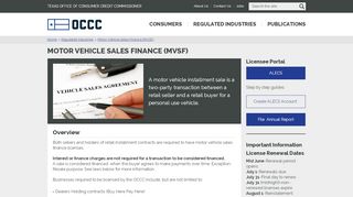 
                            6. Motor Vehicle Sales Finance (MVSF) | TEXAS OFFICE of CONSUMER ...