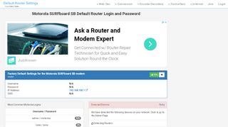 
                            5. Motorola SURFboard SB Default Router Login and Password