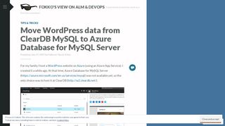 
                            9. Move WordPress data from ClearDB MySQL to Azure Database for ...