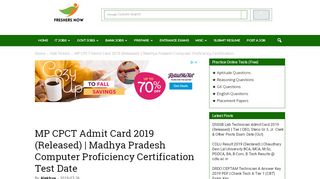 
                            6. MP CPCT Admit Card 2019 (Released) | CPCT Date @ cpct.mp ...