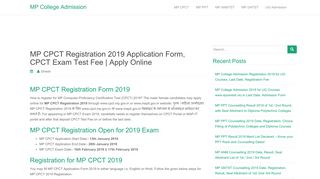 
                            8. MP CPCT Registration 2019 Application Form, Test Fee ...