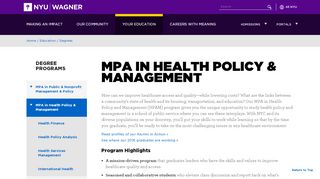 
                            5. MPA in Health Policy & Management - NYU Wagner