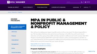 
                            1. MPA in Public & Nonprofit Management & Policy - NYU Wagner