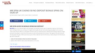 
                            9. MR SPIN UK CASINO 50 NO DEPOSIT BONUS SPINS ON …