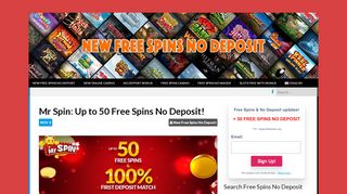 
                            4. Mr Spin: Up to 50 Free Spins No Deposit!