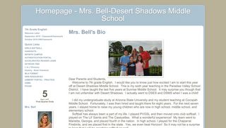 
                            6. Mrs. Bell's Bio - Homepage - Mrs. Bell-Desert Shadows Middle School