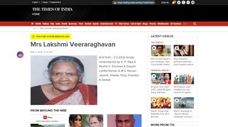 
                            7. Mrs Lakshmi Veeraraghavan - Times of India