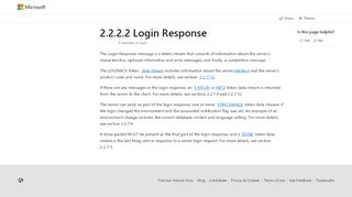 
                            5. [MS-TDS]: Login Response | Microsoft Docs