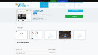 
                            3. Msn.com - And 50 websites like Msn - Open Directory