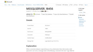 
                            1. MSSQLSERVER_18456 - SQL Server | Microsoft Docs