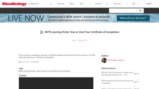 
                            4. MSTR Learning Portal: How to View Your ... - MicroStrategy Community