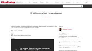 
                            8. MSTR Learning Portal: Purchasing Education