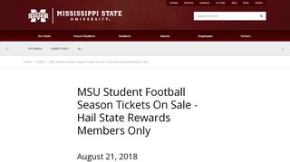 
                            8. MSU Student Football Season Tickets On Sale - Hail State Rewards ...
