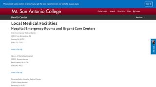 
                            6. Mt. SAC Student Health Center Local Medical Facilities