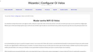 
                            5. Mudar senha WiFi Oi Velox - login, admin, 192.168.1.1/wizardoi