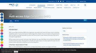 
                            1. Multi-access Edge Computing - Standards for MEC - ETSI