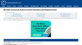 
                            9. Mumbai University Kalina Contact Numbers [All …