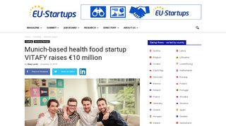 
                            4. Munich-based health food startup VITAFY raises €10 million ...