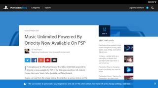 
                            9. Music Unlimited Powered By Qriocity Now Available On PSP