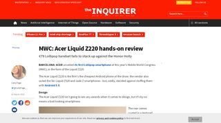 
                            7. MWC: Acer Liquid Z220 hands-on review | TheINQUIRER