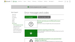 
                            4. My account : Error messages and codes - support.xbox.com